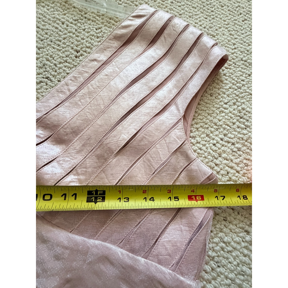 Adrianna Papell Tiered Sheath Dress Blush Pink Metallic Cap Sleeve V-Neck Size 8 - Picture 5 of 7